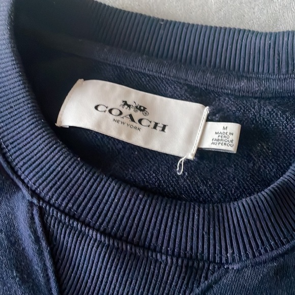 COACH Wolf Graphic Sweatshirt Navy Blue Signature C Design - Picture 5 of 7